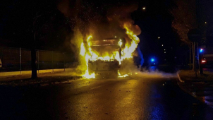 U nádraží v Prostějově shořel autobus